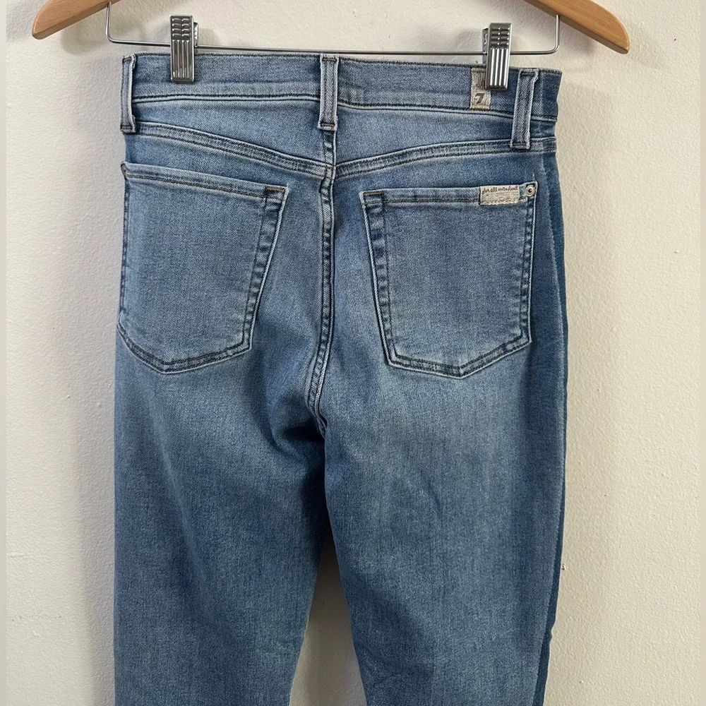 7 FOR ALL MANKIND High Waist Ankle Skinny SIZE 27 US 6 MEDIUM Versatile Two-Tone - Picture 4 of 9